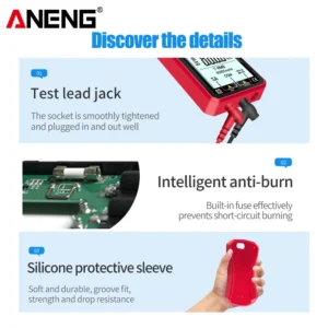 ANENG 620A multimeter provides true RMS measurement, ensuring accurate readings for capacitance, resistance, and temperature