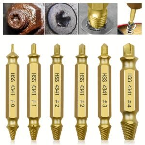 Paoker Complete Damaged Screw Extractor Bit  6pcs Set - Easy Screw Removal Tool with Portable Tool Box and Organizer