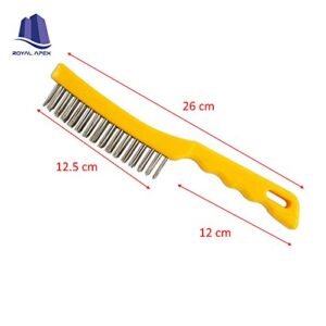 Royal Apex Steel wire brush with handle for cleaning and polishing hard or metal equipment (Yellow)