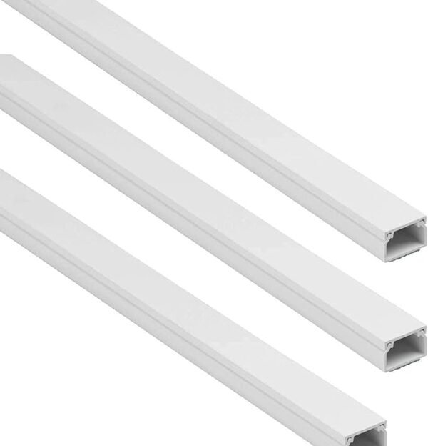 Royal Apex 90Cm Square Cable Box Self Adhesive Pvc Trunking White Wall Cord Cover Concealer On-Wall Wire Paintable Management Raceway To Hide Wires - Pack Of 1 (3Pcs)