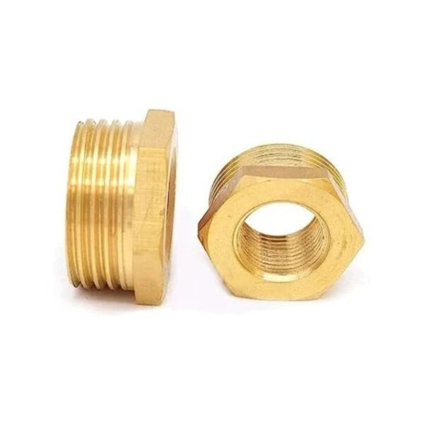 Royal Apex Pack of 2 Brass Reducer BSP Male Thread to BSP Female Thread Reducing Bush Hex Reducer Bushing Hose Pipe Fitting Connector Adapter (1/2''X1/4'')