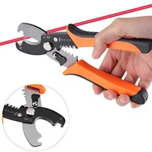 Poaker Professional Wire Cable Stripper Cutter Stripping Pliers Electrician Hand Tool, 7 Inches Multifunction Cable Cutter Electrical Adjustable Hand Mini Wire Stripper Tool For Cable Shears Pliers Plier