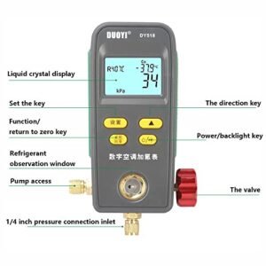 Melfi Digital Manifold Gauge Vacuum Pressure Temperature Leakage Tester oride Meter HVAC System Gauge for Air Conditioner Refrigerator