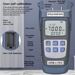 Melfi Portable Fiber Optical Power Meter -70 to 10dbm Fiber Optic Cable Tester Visual Fault Locator 15KM 15MW