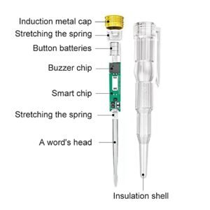 Melfi Intelligent Waterproof Buzzer Voltage Tester Pen Power Voltage Detector Electricity Detector Test Pencil with High Brightness LED Light Electrical Indicator Tool with Screwdriver