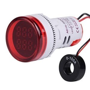 Microtail Direct AC Voltage/Current Meter Round LED Display Voltmeter-Ammeter Range 600V, 0-100A, (Red), Corded Electric