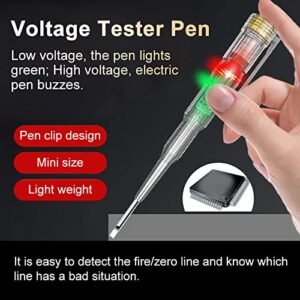 Melfi Intelligent Waterproof Buzzer Voltage Tester Pen Power Voltage Detector Electricity Detector Test Pencil with High Brightness LED Light Electrical Indicator Tool with Screwdriver