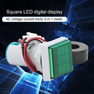 AC Current Voltage Tester with 3-Digit LED Display Multifunction Voltmeter Ammeter Frequency Meter Multimeter Panel (Green Square)