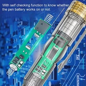 Melfi Intelligent Waterproof Buzzer Voltage Tester Pen Power Voltage Detector Electricity Detector Test Pencil with High Brightness LED Light Electrical Indicator Tool with Screwdriver