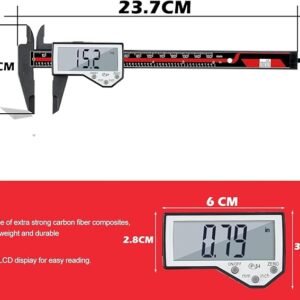 Melfi Electronic Digital Nylon Vernier Caliper - 0-6 Inch/150mm, Inch/Metric Conversion, Extra Large LCD Screen, Auto Off – Precise Measuring Tool in Red/Black