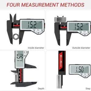 Melfi Electronic Digital Nylon Vernier Caliper - 0-6 Inch/150mm, Inch/Metric Conversion, Extra Large LCD Screen, Auto Off – Precise Measuring Tool in Red/Black