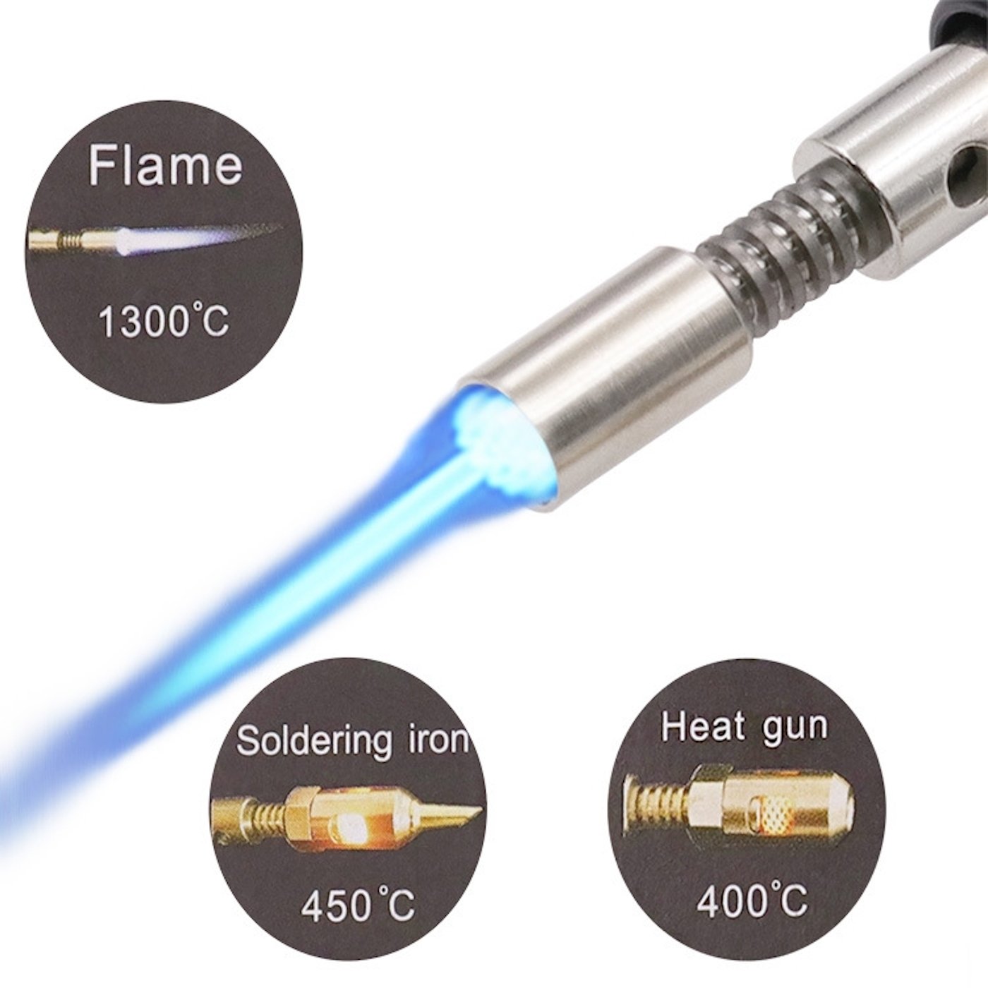 Poaker Butane Gas Soldering Iron Gun with Blow Torch Cordless Welding Pen Burner 1300C Flame Torch and 400 Celsius Soldering Iron | Easy Refillable Bottom Gas Head with Adjustable Gas Regulator